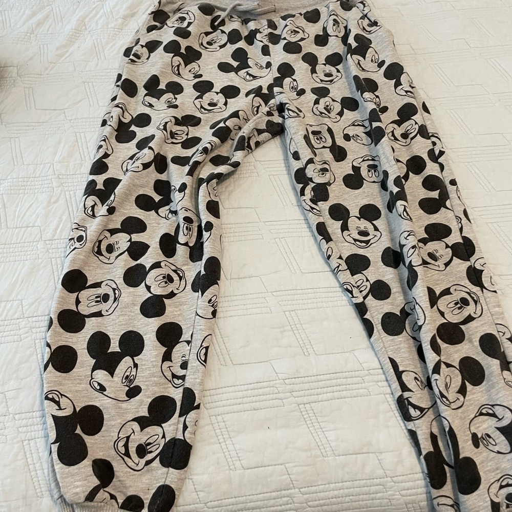 Disney Women's Gray and Black Mickey Mouse Lounge Pants